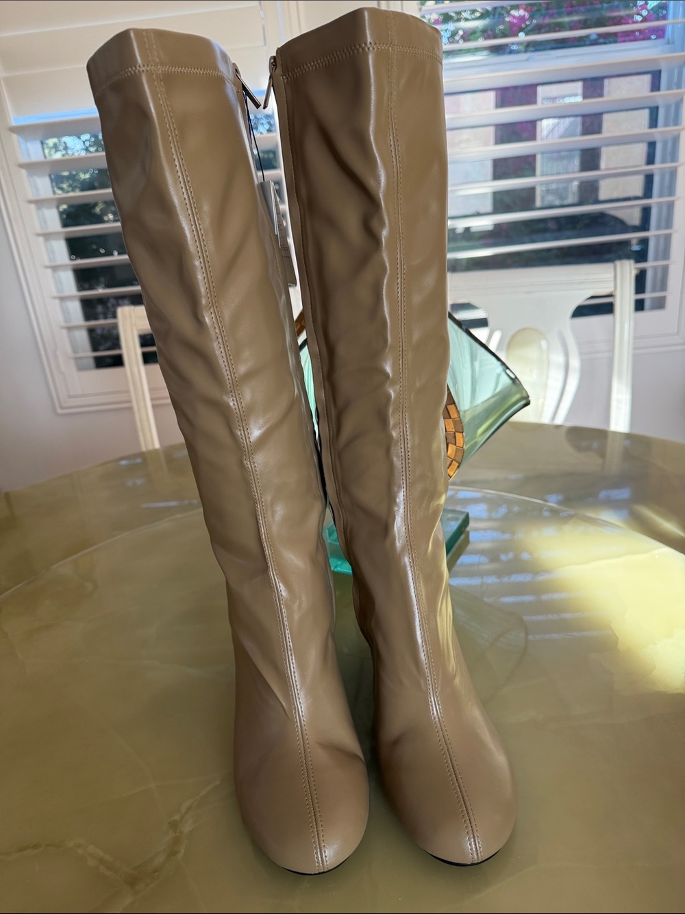 Zara Women Olive Green Over the Knee Wedge Boots Sz 41 42 Vegan Leather NWT